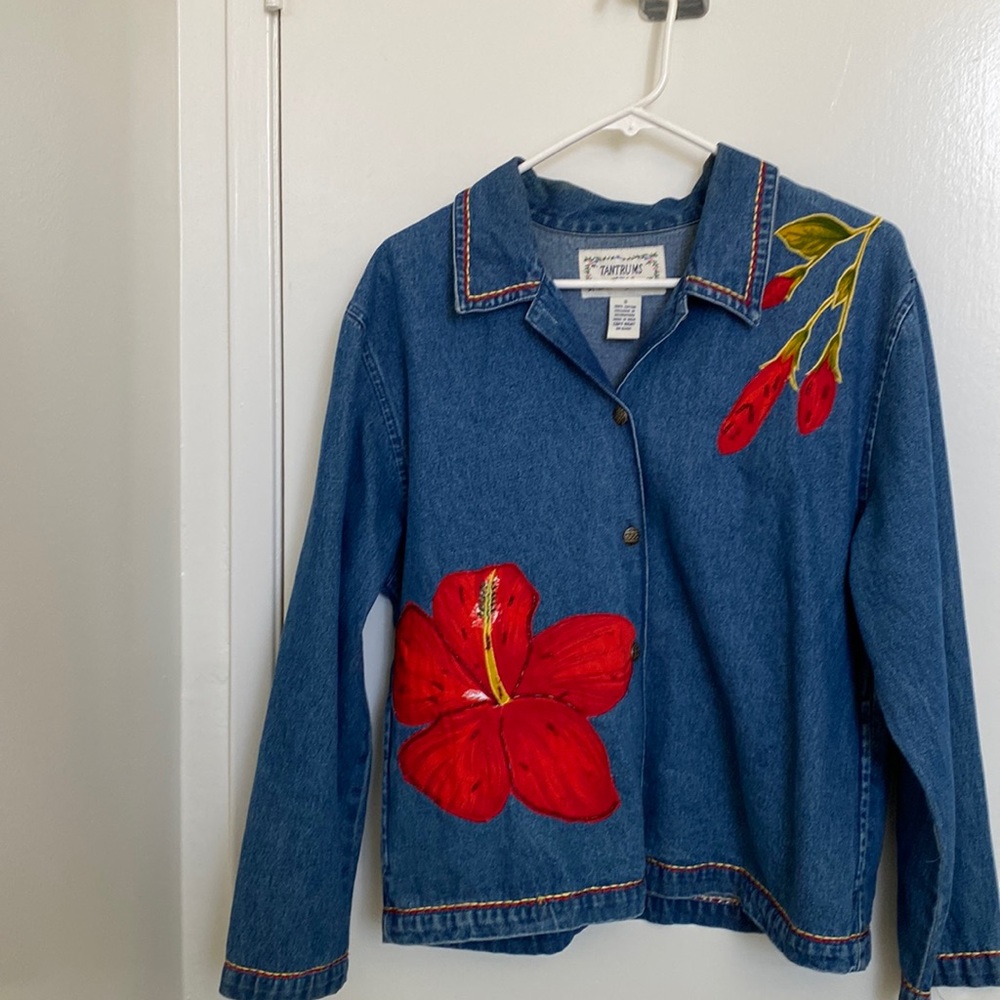 Embroidered and embellished oversized denim Jacket